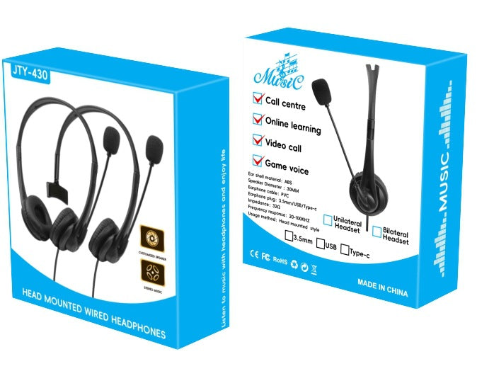 in stock cross-border head-mounted wired headphones with microphone 3.5mm high quality headphones phablet universal