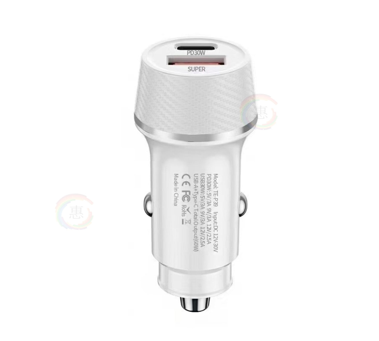Car Charger Fast Charging 60W High Power Usb+Type C Suitable for Huawei Super Fast Charging Car Charger Pd30W