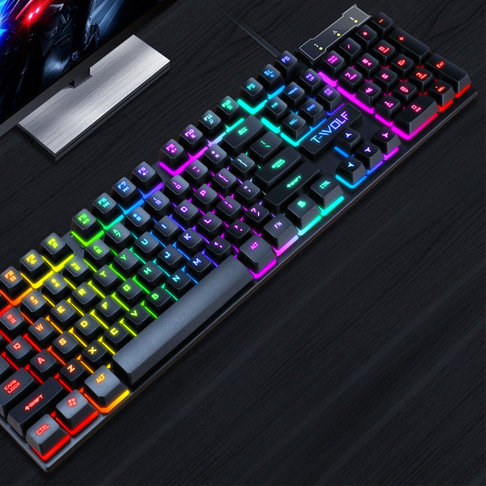 Lei Wolf T20 Keyboard Computer Backlight Office Character Luminous Single Keyboard Cross-Border Amazon Lazada Waterproof