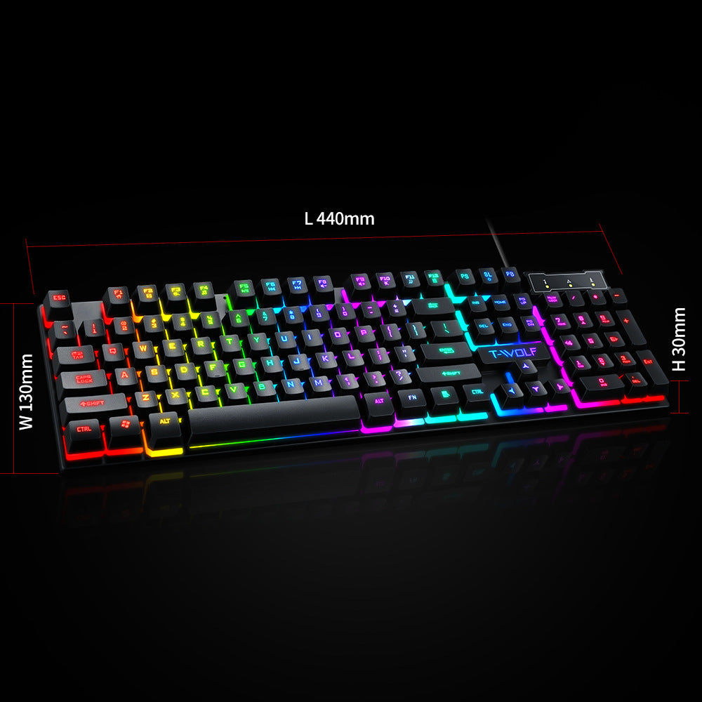 Lei Wolf T20 Keyboard Computer Backlight Office Character Luminous Single Keyboard Cross-Border Amazon Lazada Waterproof