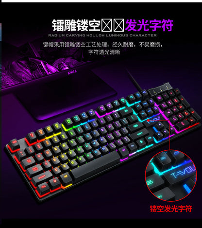 Lei Wolf T20 Keyboard Computer Backlight Office Character Luminous Single Keyboard Cross-Border Amazon Lazada Waterproof