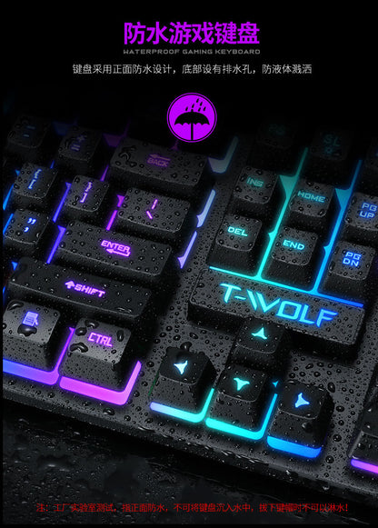 Lei Wolf T20 Keyboard Computer Backlight Office Character Luminous Single Keyboard Cross-Border Amazon Lazada Waterproof