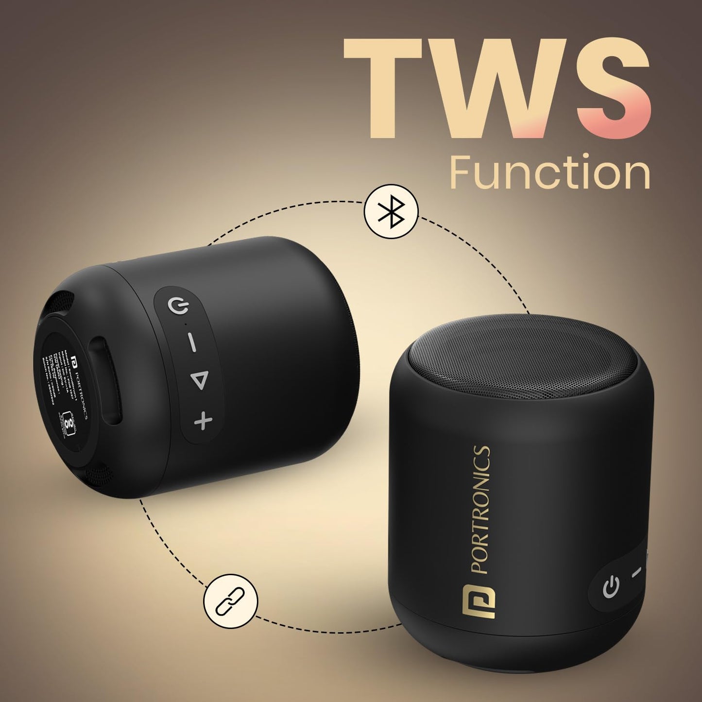 Portronics SoundDrum 1 12W TWS Portable Bluetooth Speaker with Powerful Bass, Bluetooth 5.3V, 360° Surround Sound, USB Drive in, Type C Fast Charging(Blue)