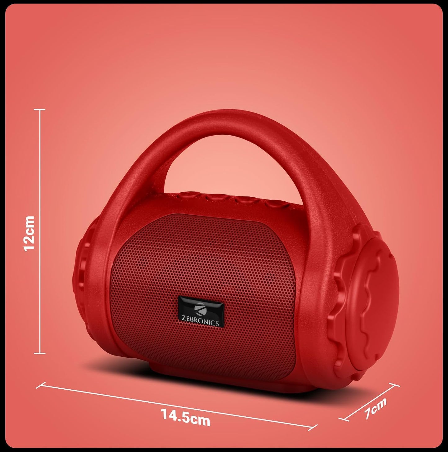 Zebronics ZEB-COUNTY 3W Wireless Bluetooth Portable Speaker With Supporting Carry Handle, USB, SD Card, AUX, FM & Call Function. (Black)
