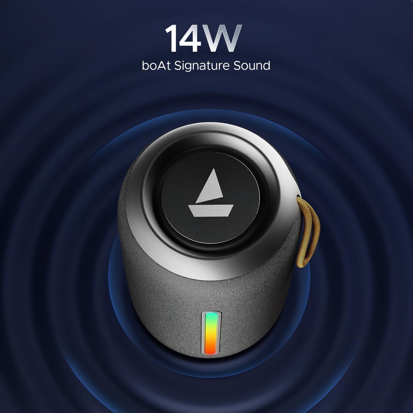 boAt Stone 352 Pro/Stone 358 Pro w/ 14W Signature Sound, Up to 12 Hours Playback, RGB LEDs, TWS Feature, Built-in Mic, BTv5.3, Free Music Streaming on JioSaavn Bluetooth Speaker (Vibing Blue)