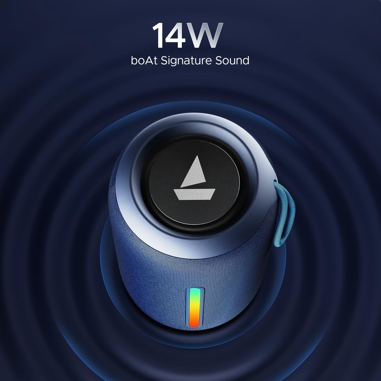 boAt Stone 352 Pro/Stone 358 Pro w/ 14W Signature Sound, Up to 12 Hours Playback, RGB LEDs, TWS Feature, Built-in Mic, BTv5.3, Free Music Streaming on JioSaavn Bluetooth Speaker (Vibing Blue)