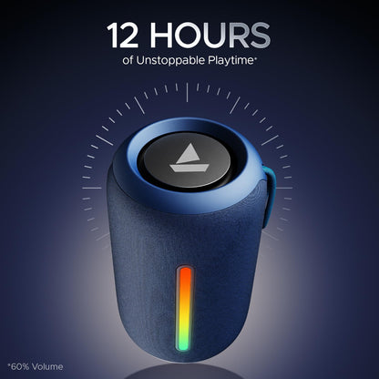 boAt Stone 352 Pro/Stone 358 Pro w/ 14W Signature Sound, Up to 12 Hours Playback, RGB LEDs, TWS Feature, Built-in Mic, BTv5.3, Free Music Streaming on JioSaavn Bluetooth Speaker (Vibing Blue)
