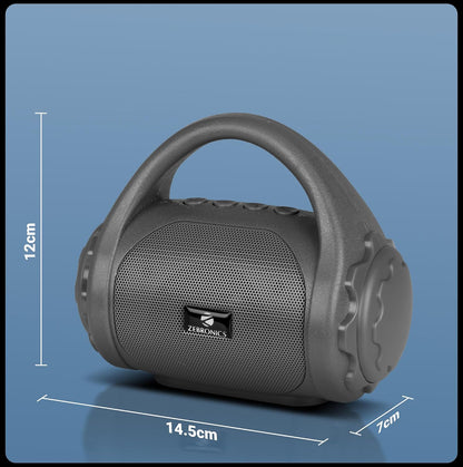 Zebronics ZEB-COUNTY 3W Wireless Bluetooth Portable Speaker With Supporting Carry Handle, USB, SD Card, AUX, FM & Call Function. (Black)