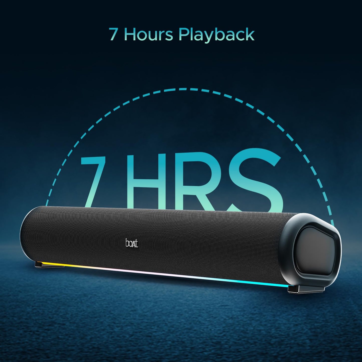 boAt Aavante Bar 490 10W Signature Sound, Dual Full-Range Drivers,7 HRS Battery, Built-in Mic,2.0 CH, Free Music Streaming on JioSaavn, Bluetooth Sound Bar, Soundbar Speaker (Classic Black)