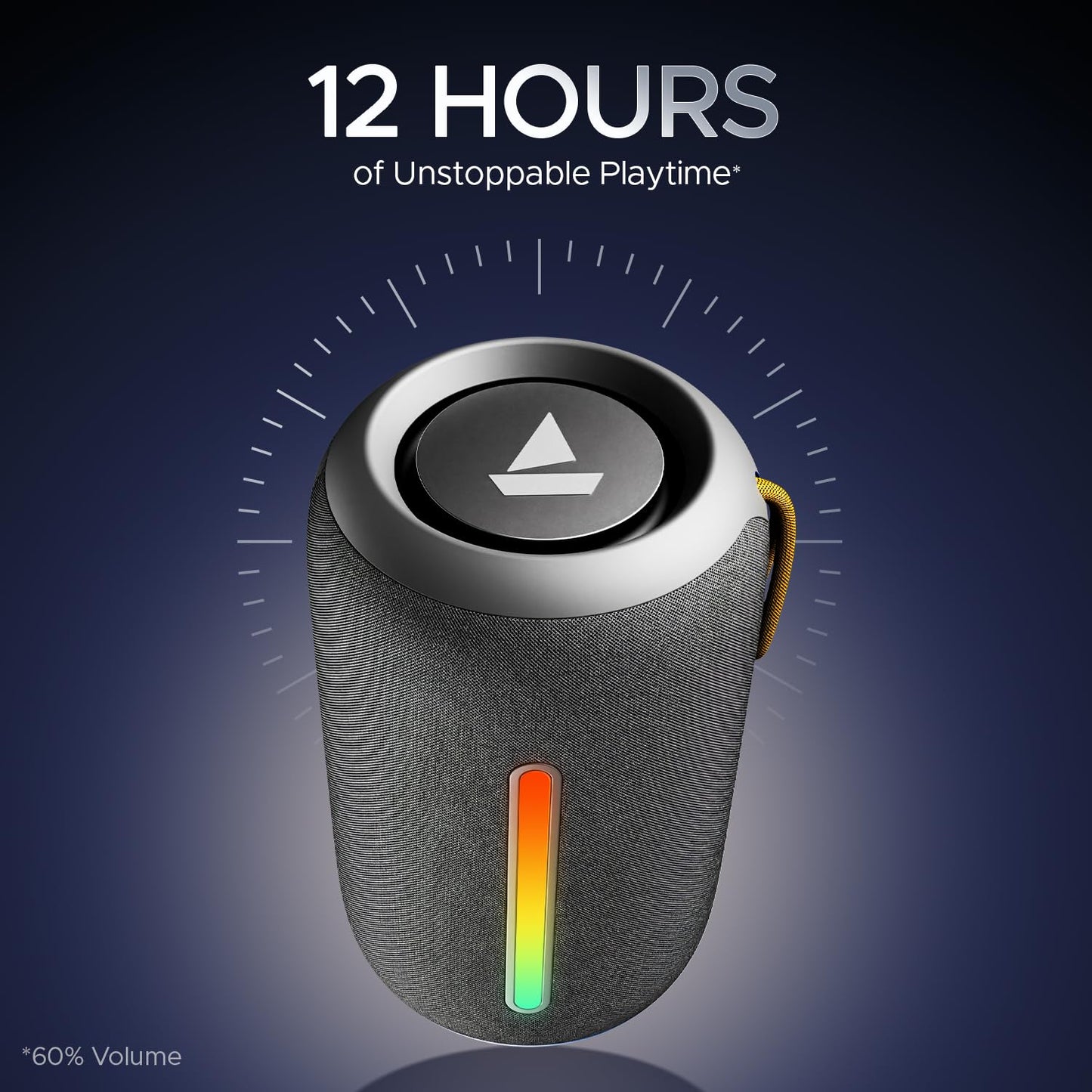 boAt Stone 352 Pro/Stone 358 Pro w/ 14W Signature Sound, Up to 12 Hours Playback, RGB LEDs, TWS Feature, Built-in Mic, BTv5.3, Free Music Streaming on JioSaavn Bluetooth Speaker (Vibing Blue)