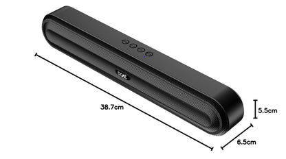 boAt Aavante Bar 490 10W Signature Sound, Dual Full-Range Drivers,7 HRS Battery, Built-in Mic,2.0 CH, Free Music Streaming on JioSaavn, Bluetooth Sound Bar, Soundbar Speaker (Classic Black)