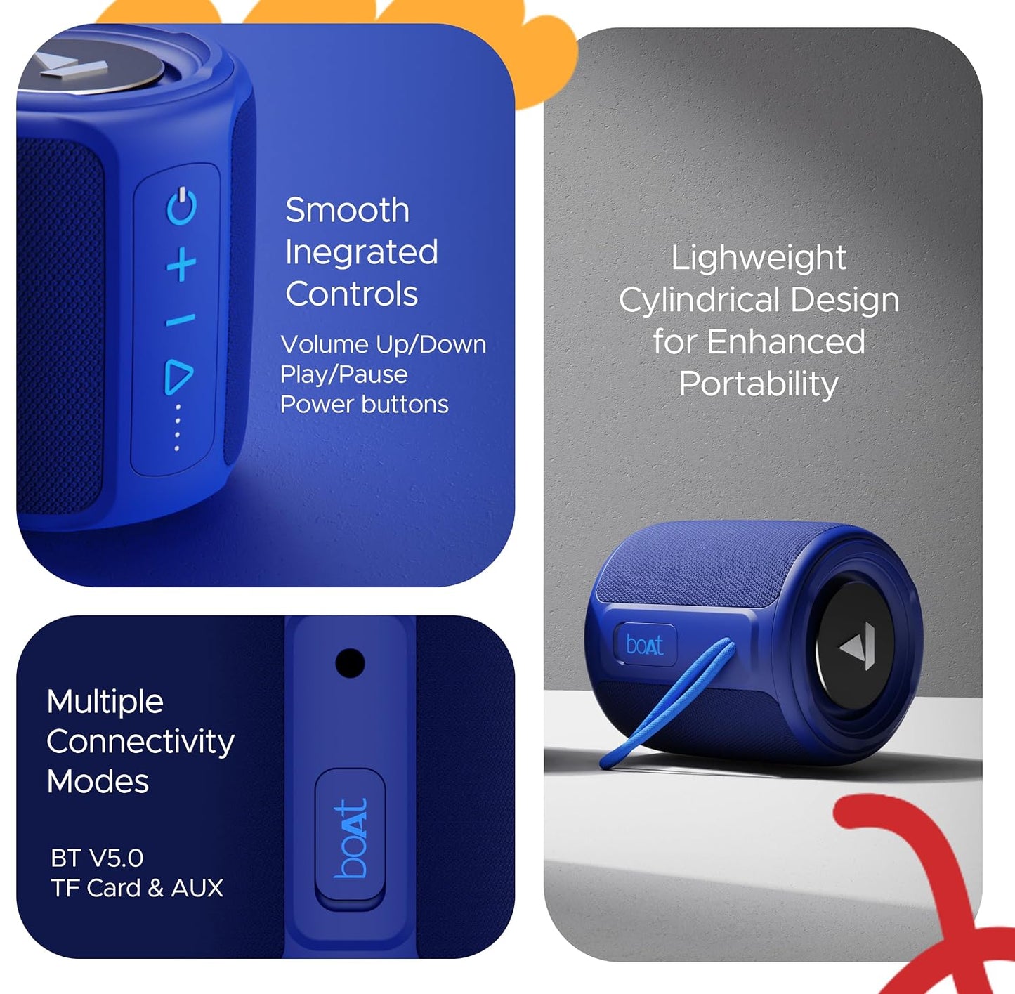 boAt Stone 352 Pro/Stone 358 Pro w/ 14W Signature Sound, Up to 12 Hours Playback, RGB LEDs, TWS Feature, Built-in Mic, BTv5.3, Free Music Streaming on JioSaavn Bluetooth Speaker (Vibing Blue)