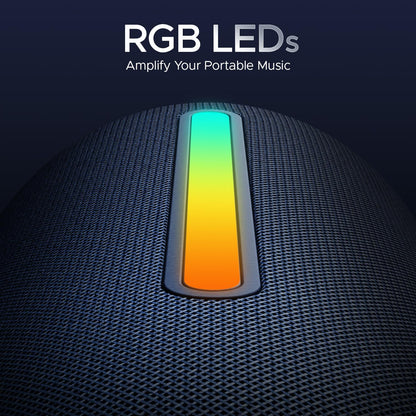 boAt Stone 352 Pro/Stone 358 Pro w/ 14W Signature Sound, Up to 12 Hours Playback, RGB LEDs, TWS Feature, Built-in Mic, BTv5.3, Free Music Streaming on JioSaavn Bluetooth Speaker (Vibing Blue)