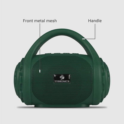 Zebronics ZEB-COUNTY 3W Wireless Bluetooth Portable Speaker With Supporting Carry Handle, USB, SD Card, AUX, FM & Call Function. (Black)