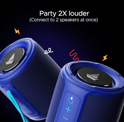 boAt Stone 352 Pro/Stone 358 Pro w/ 14W Signature Sound, Up to 12 Hours Playback, RGB LEDs, TWS Feature, Built-in Mic, BTv5.3, Free Music Streaming on JioSaavn Bluetooth Speaker (Vibing Blue)