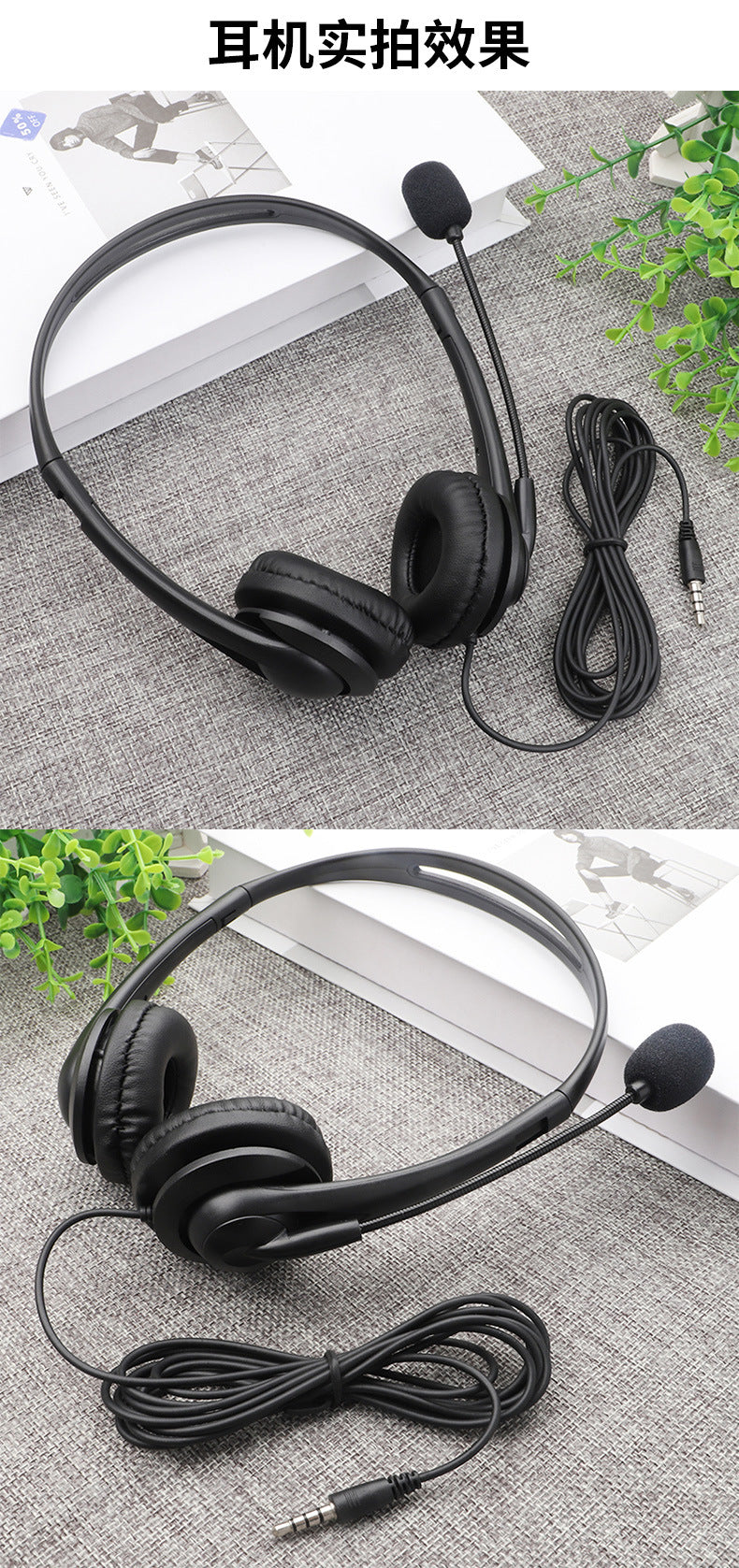 in stock cross-border head-mounted wired headphones with microphone 3.5mm high quality headphones phablet universal