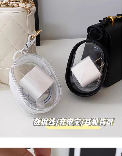 Storage Bag Mobile Phone Charger Storage Bag Transparent Data Cable Protection Box Portable Outgoing Headset Charger Protection
