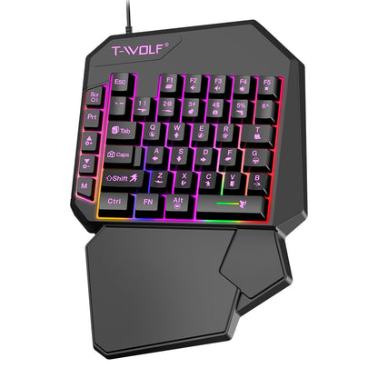 Thunderwolf T19 One-handed Keyboard Gun God Throne Left-handed Gaming Keyboard Mechanical Feel Cross-border Amazon Temu