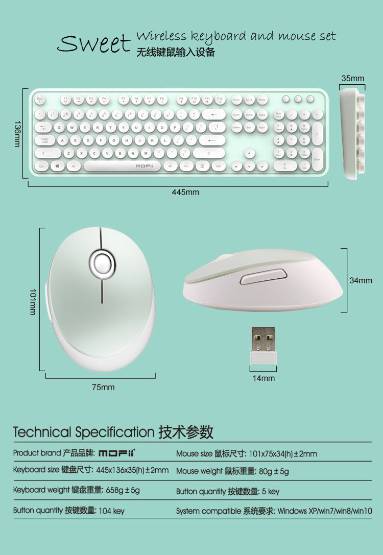MOFII Skyscraper Hand 2.4G Wireless Keyboard Mouse Laptop Office Wireless Keyboard Mouse suit