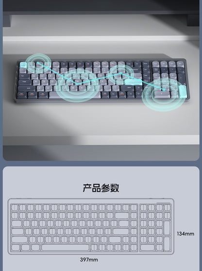 105-Key Girls' High-Looking Wireless Mechanical Keyboard with Good Words, Short-Axis Bluetooth Computer Keyboard for Office Use