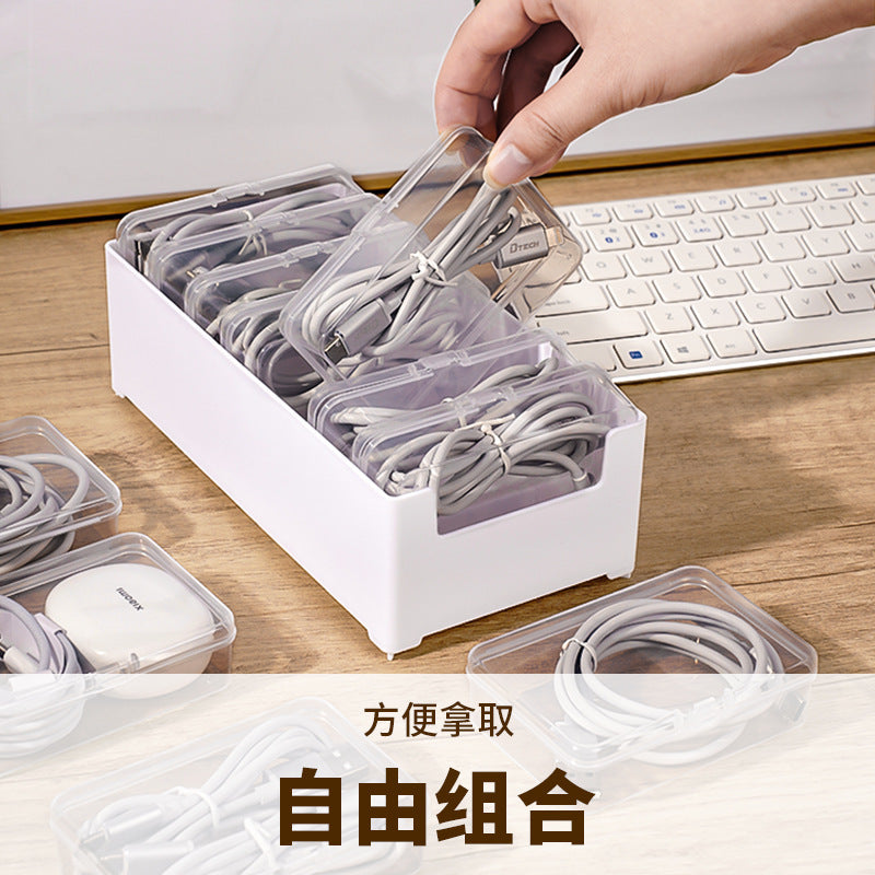 Data Cable Storage Box Home Mobile Phone Charger Separated Storage Box Desktop Organiser Multifunctional Sundries Storage