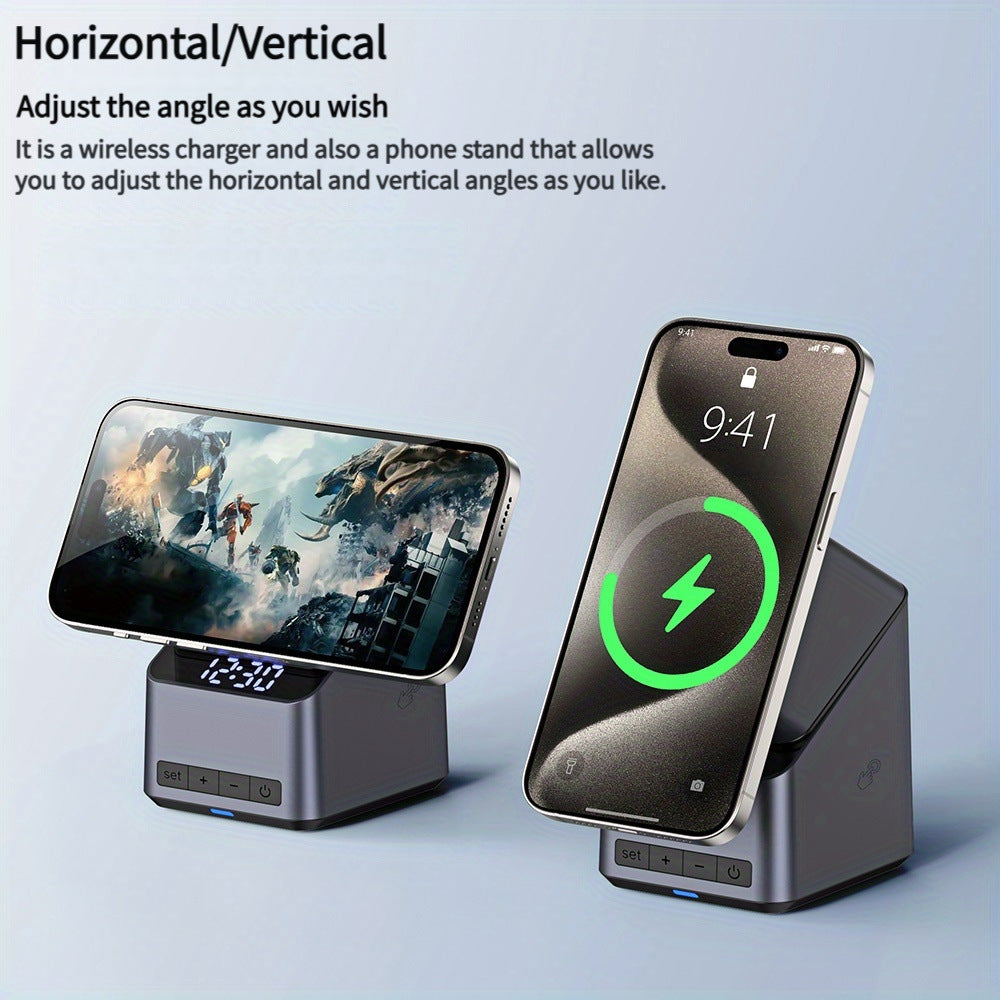 Cross-Border New Product Clock Electric Rotating Touch 180 ° 4-in-1 Multifunctional Magnetic Wireless Charger