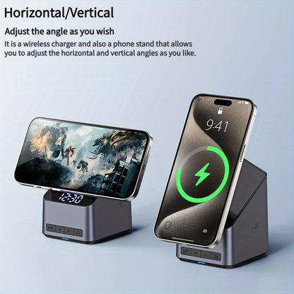 Cross-Border New Product Clock Electric Rotating Touch 180 ° 4-in-1 Multifunctional Magnetic Wireless Charger