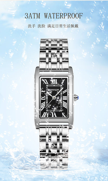Sanda Live Hot Couple Watch Vintage Square Quartz Watch Waterproof Roman Scale Men's and Women's Watches