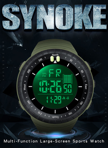 Factory Product Synoke Sports Electronic Watch Outdoor Mountaineering Multi-Functional Luminous Waterproof Large Dial Fashionable Commuter Watch