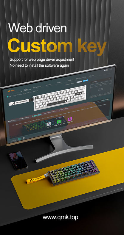 Attack Shark X68HE Magnetic Axis Mechanical Keyboard Contour Side Carved Wired RGB Electric Competition RT Adjustable Key Range Low Delay