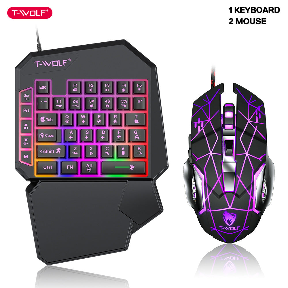 Thunderwolf T19 One-handed Keyboard Gun God Throne Left-handed Gaming Keyboard Mechanical Feel Cross-border Amazon Temu