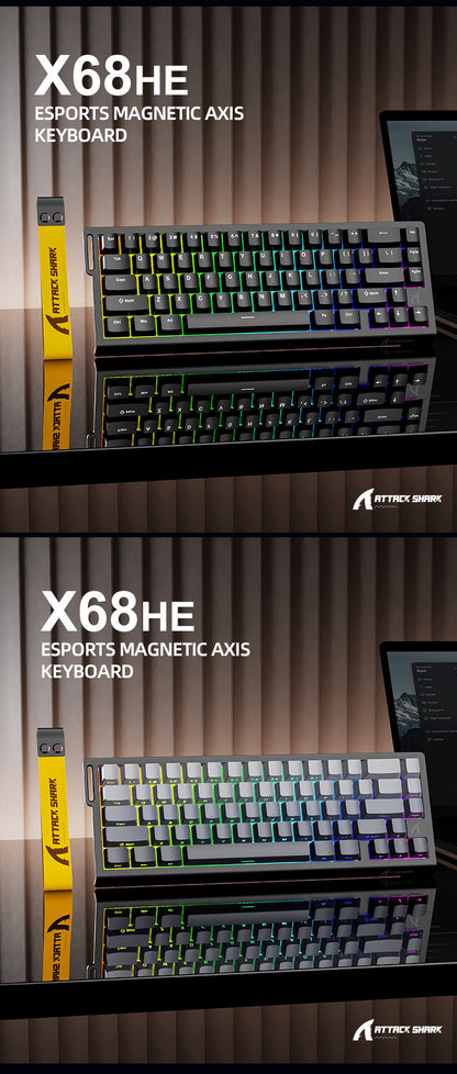 Attack Shark X68HE Magnetic Axis Mechanical Keyboard Contour Side Carved Wired RGB Electric Competition RT Adjustable Key Range Low Delay