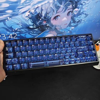 Wholesale 115-Key Four-Sided Transparent Keycaps, Customized Original Height Mda High Aesthetic Cross-Axis Translucent Keycaps