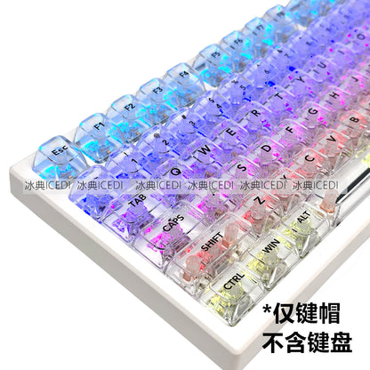 Transparent Key Cap Transparent Ice Crystal Large Complete Mechanical Keyboard Universal 61 Key 87 Key 98 Key 104 Key Crystal Key Cap