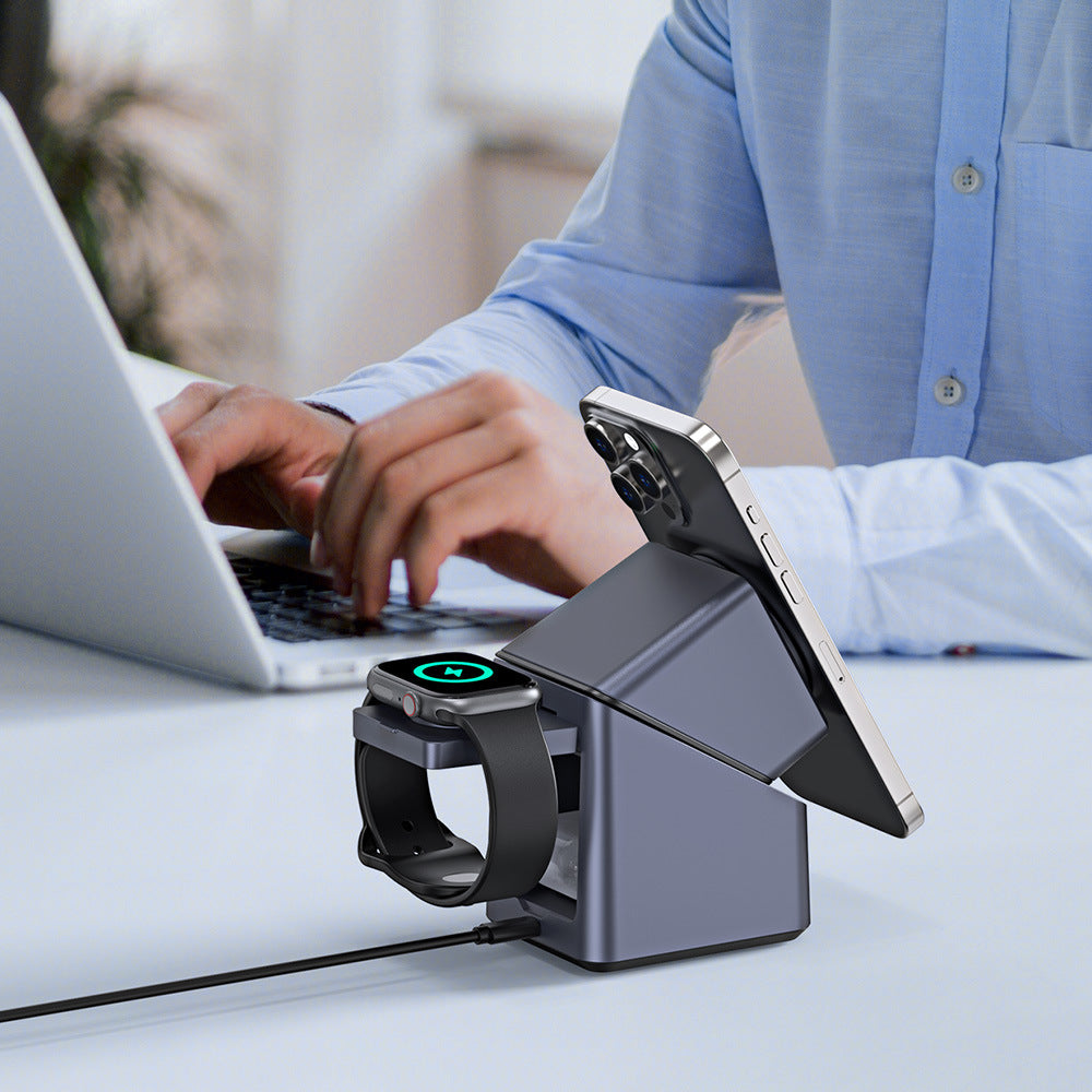 Cross-Border New Product Clock Electric Rotating Touch 180 ° 4-in-1 Multifunctional Magnetic Wireless Charger