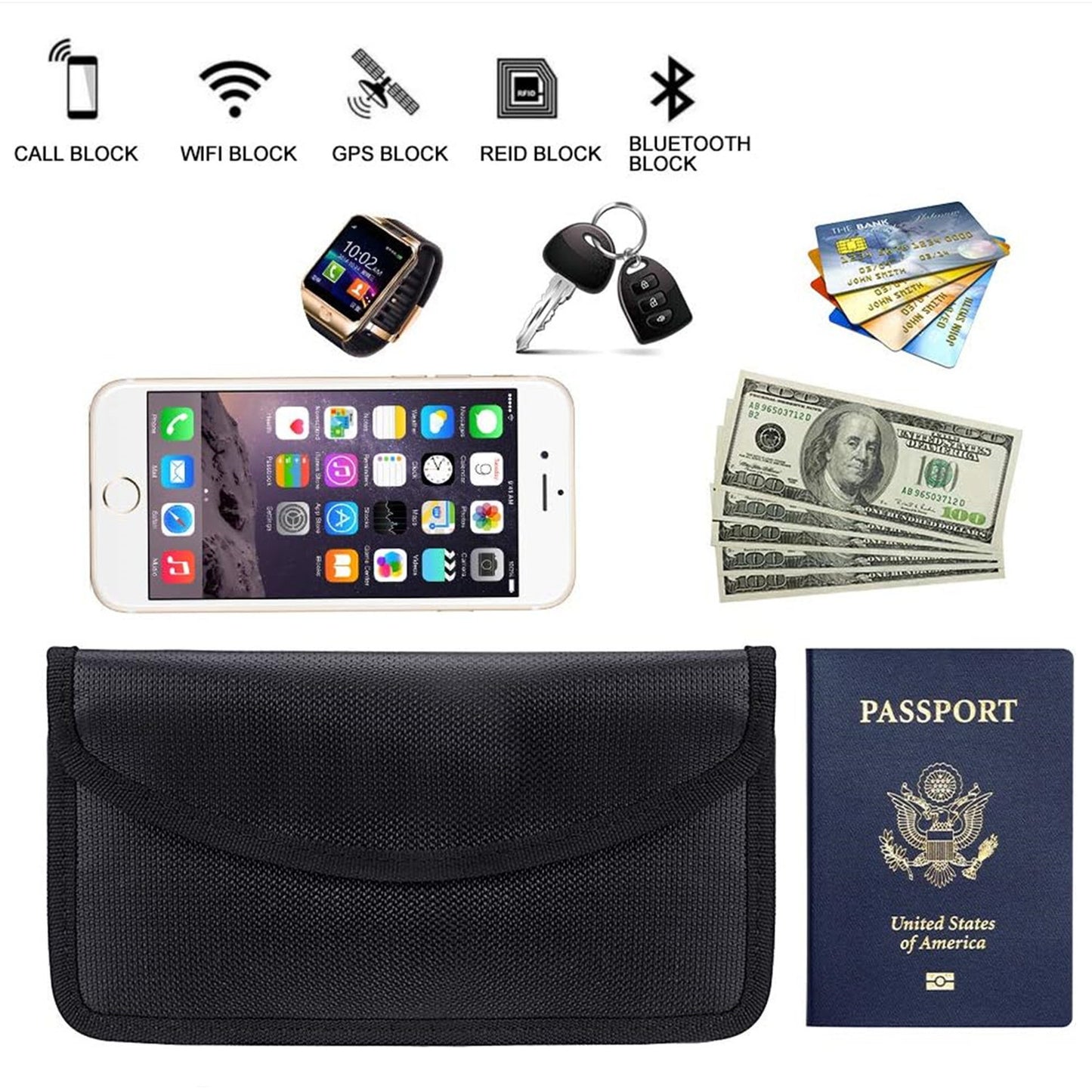 New cross-border mobile phone signal shielding bag waterproof fireproof zipper 7 inch car shielding key case RFID set