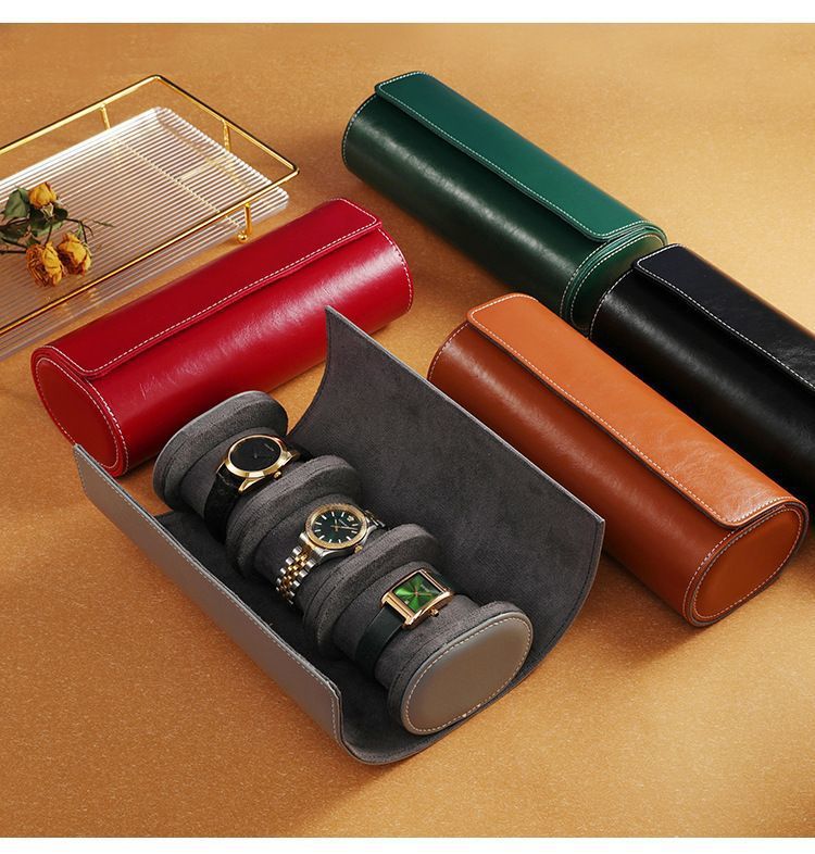 2025 Cross-Border Portable 1-Digit 2-Digit 3-Digit Watch Box Pu Leather Watch Storage Box Packaging Box Wholesale