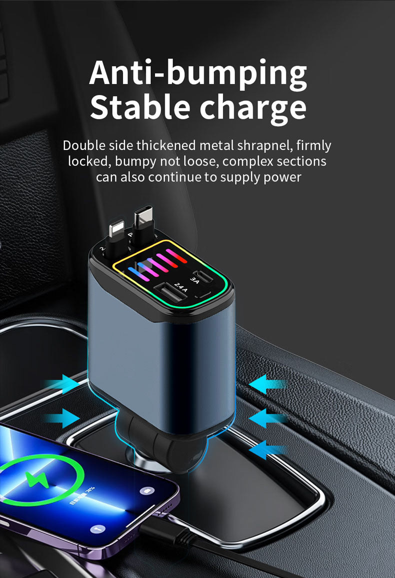Cross-border X1 car-mounted charging mobile phone electrical appliances support 66W super fast charging PD30 telescopic breathing light atmosphere light C new
