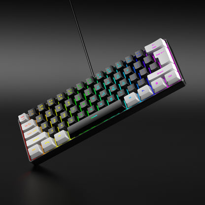 61 key RGB game wired keyboard mouse suit colorful MINI non-mechanical film black and white computer keyboard