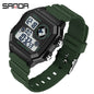 Sanda Hot-selling Square Watch Luminous Waterproof Alarm Student Watch Simple Korean Transparent Sports Electronic Watch
