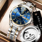 FOURRON brand imitation mechanical hollow-out transparent men's watch butterfly buckle steel belt luminous waterproof calendar Diamond