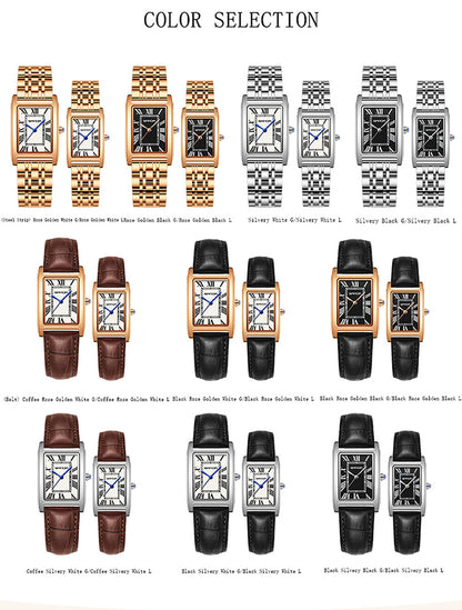 Sanda Live Hot Couple Watch Vintage Square Quartz Watch Waterproof Roman Scale Men's and Women's Watches
