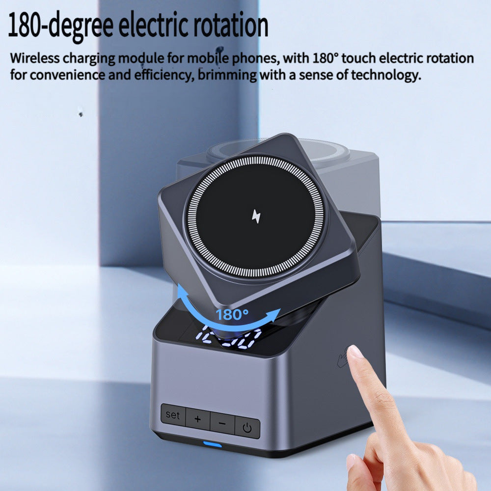 Cross-Border New Product Clock Electric Rotating Touch 180 ° 4-in-1 Multifunctional Magnetic Wireless Charger