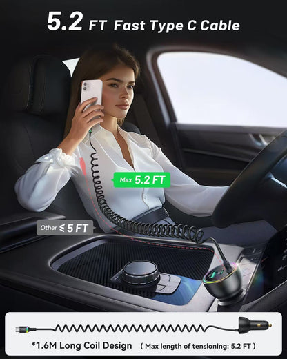 New car charger super fast charging with line car charger three-in-one high-power mobile phone charger car charger wholesale