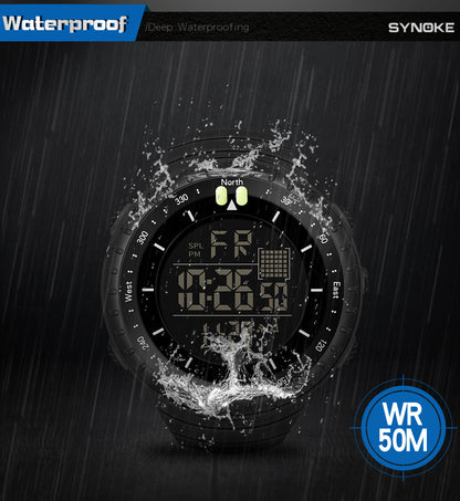 Factory Product Synoke Sports Electronic Watch Outdoor Mountaineering Multi-Functional Luminous Waterproof Large Dial Fashionable Commuter Watch