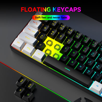 61 key RGB game wired keyboard mouse suit colorful MINI non-mechanical film black and white computer keyboard