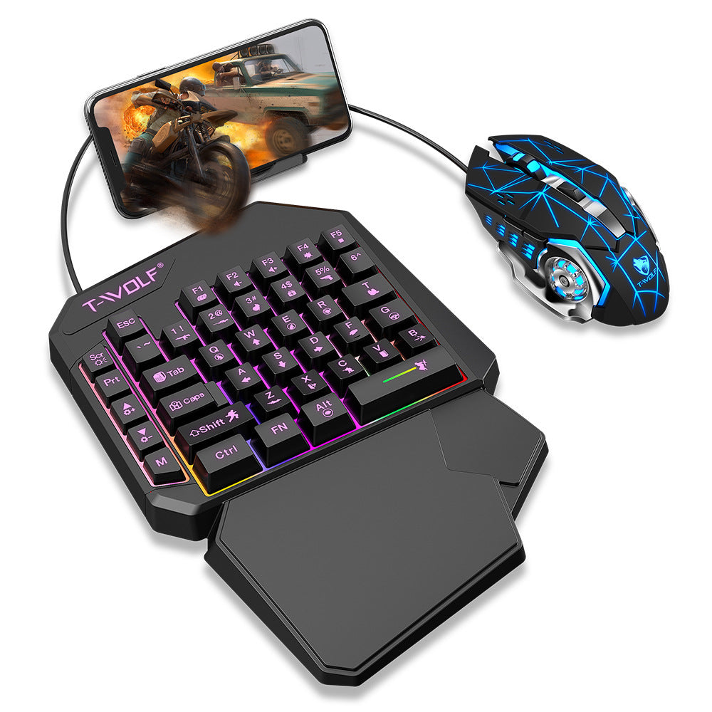 Thunderwolf T19 One-handed Keyboard Gun God Throne Left-handed Gaming Keyboard Mechanical Feel Cross-border Amazon Temu