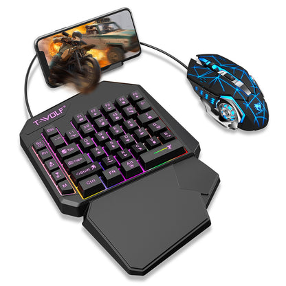 Thunderwolf T19 One-handed Keyboard Gun God Throne Left-handed Gaming Keyboard Mechanical Feel Cross-border Amazon Temu