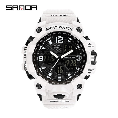 Sanda Hot-Selling Watch Korean Version Student Party Multi-Functional Waterproof Alarm Clock Electronic Watch Cool Dual Display Luminous Sports Watch