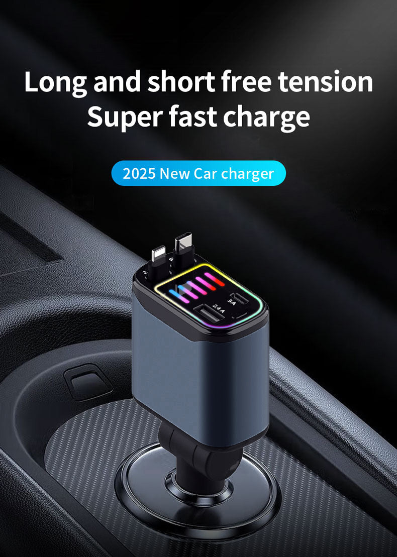 Cross-border X1 car-mounted charging mobile phone electrical appliances support 66W super fast charging PD30 telescopic breathing light atmosphere light C new